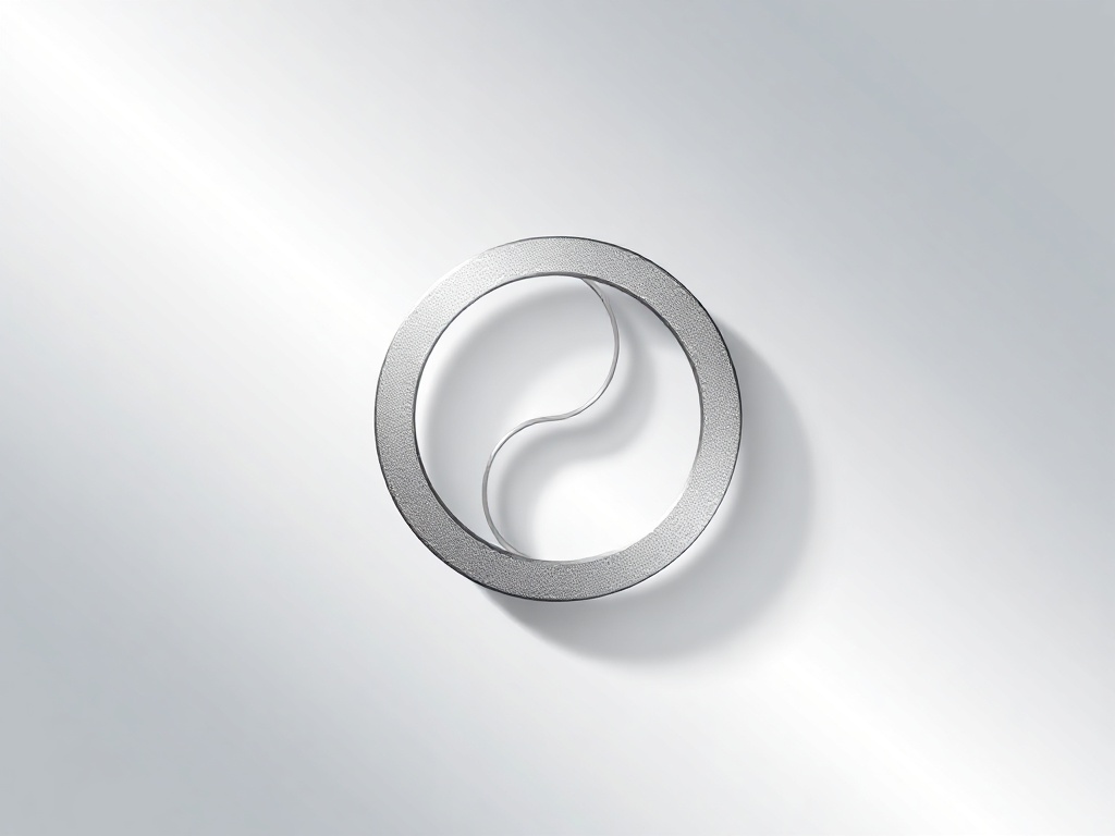 Minimalist abstract symbol of a yin-yang merged with an infinity loop, polished silver texture, isolated on soft gradient background, photorealistic 8k, commercial logo render